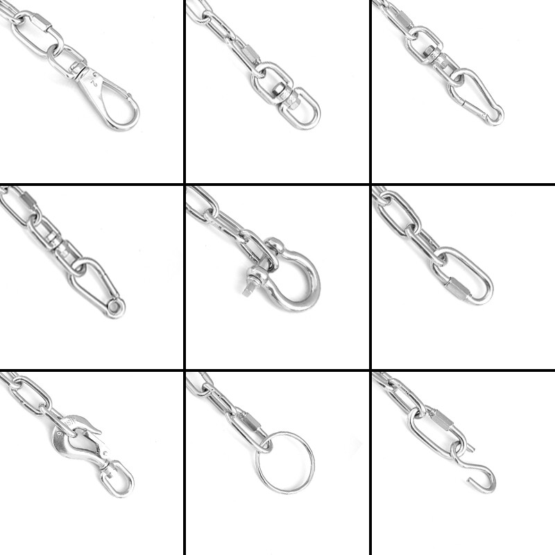 304 Stainless Steel Long Links Chain 1.2mm~12mm Welded Security Links Hanging