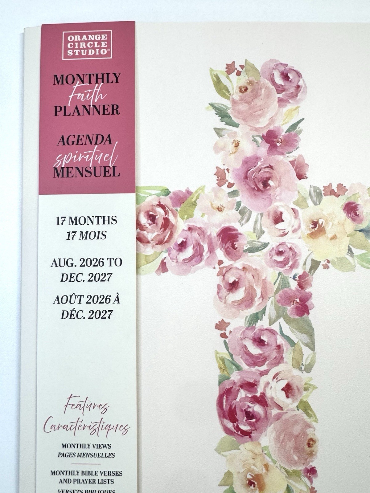 2027 Orange Circle Studio Monthly Faith Planner 17 Months FLORAL CROSS Sz MEDIUM