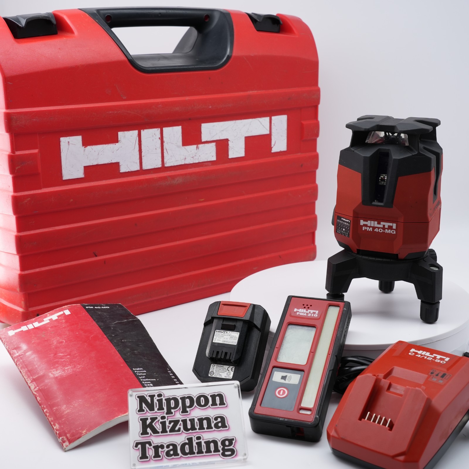 Hilti PM 40-MG Green Laser Level w/ PMA 31G Case Battery Manual Tested Used