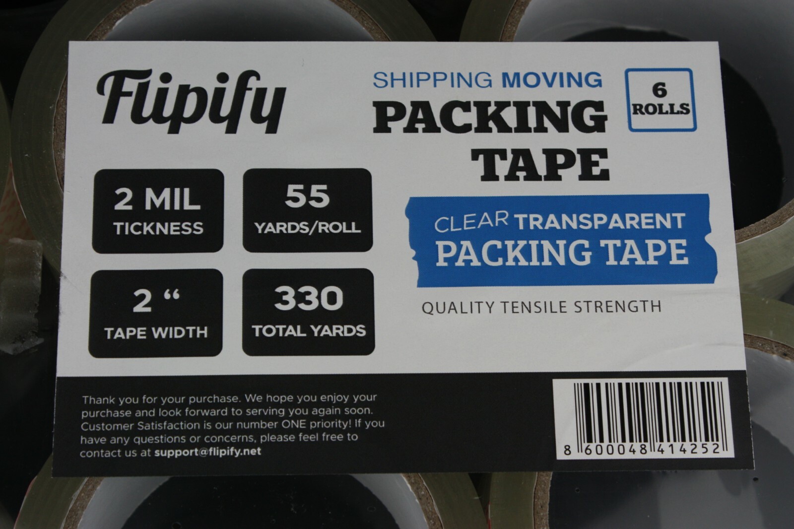 36 Rolls Carton Sealing Clear Packing Tape Box Shipping – 2 mil 2″ x 55 Yards
