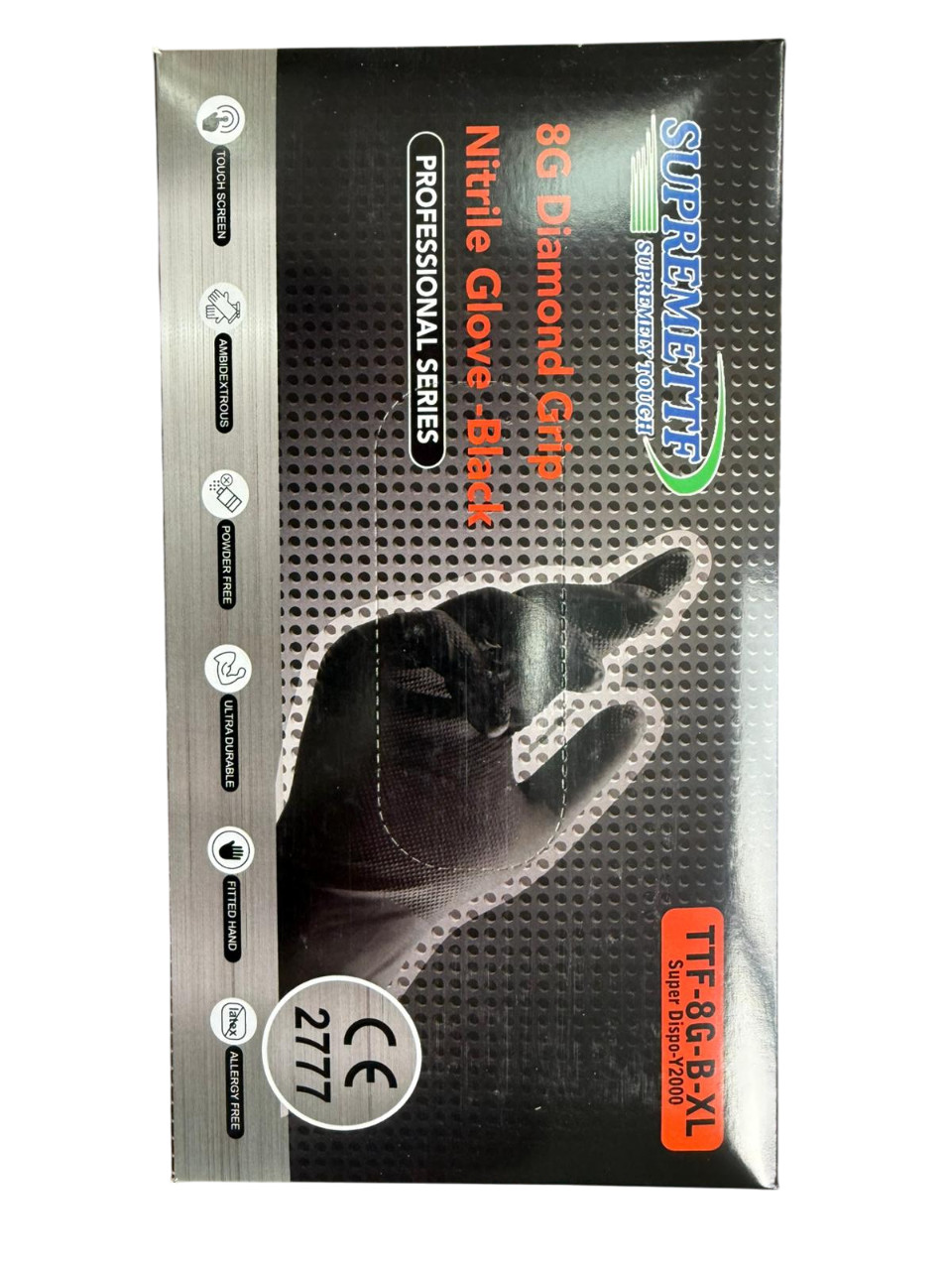 Black/Orange Nitrile Disposable Gloves 8 Mil Raised Diamond Texture | Fast Ship