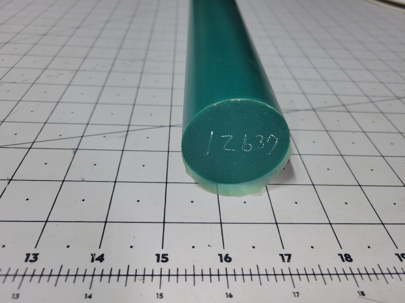 2″ Dia. x 13″ 90 A Durometer Polyurethane Rod, Green, P/N 12637