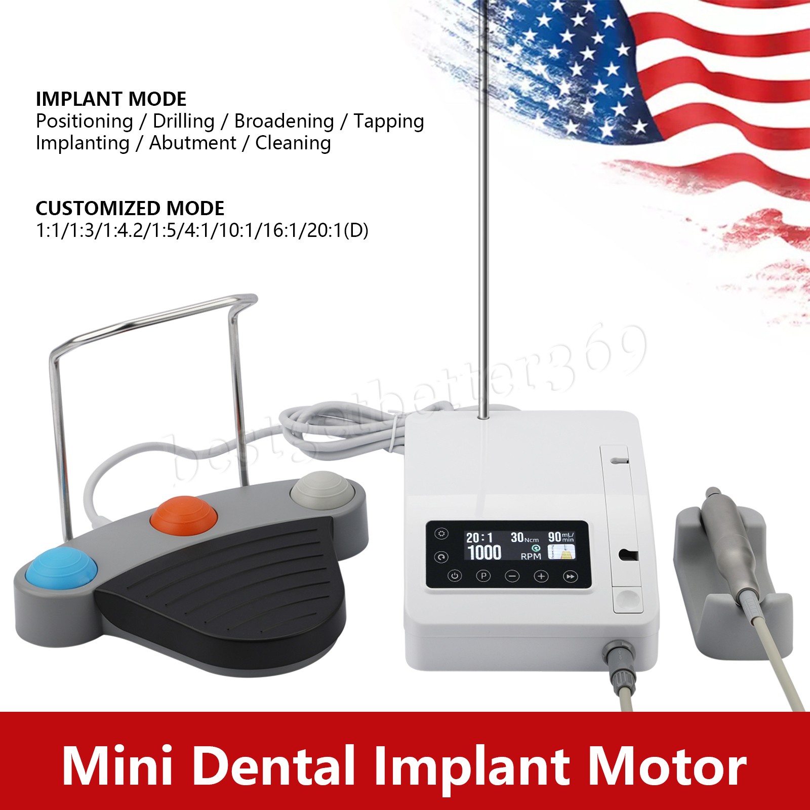 Dental Brushless Implant Motor Surgical Implant System 20:1 1:5 1:3 10:1 1:1 CE