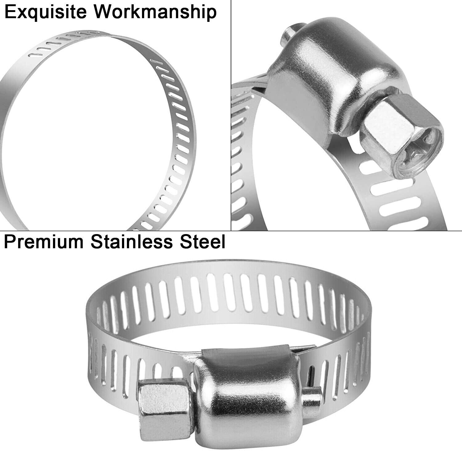 130pcs Adjustable Hose Clamps Worm Gear Stainless Steel Clamp Assortment 7 Sizes