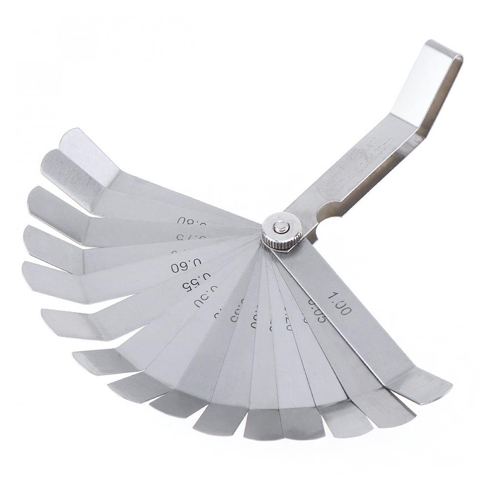 16 Blade 0.05 to 1.0mm Curved Feeler Gauge Stainless Steel Metric Gap Measure