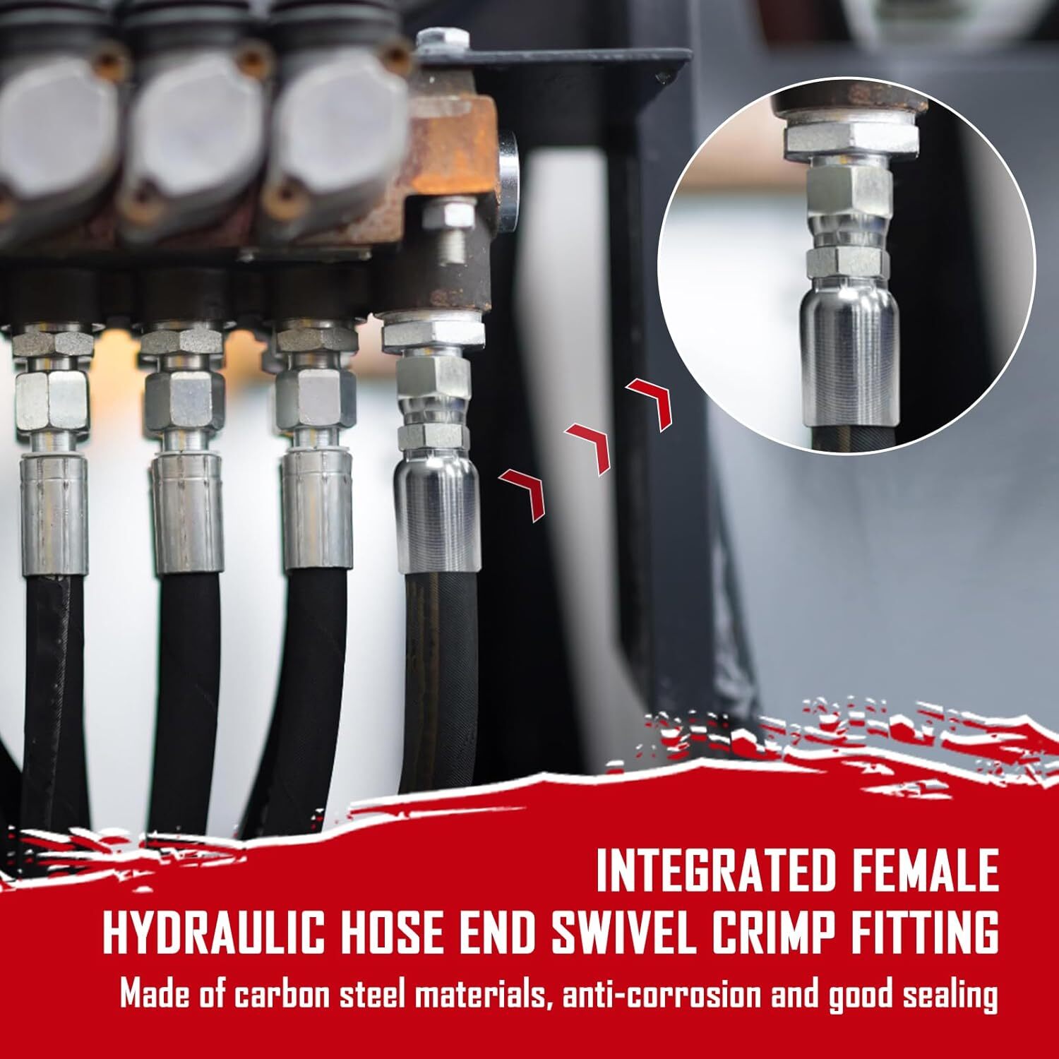 12-Pack 1/2″ Hydraulic Hose End Fittings: 1/2″ I.D. Hose x 1/2″ JIC 37 ° Female
