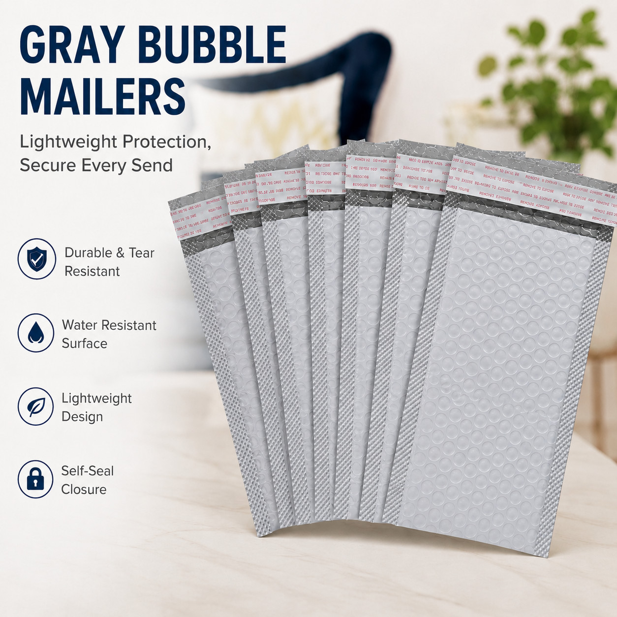 Poly Bubble Mailers Cushion Shipping Envelopes Self Adhesive Mailers Bags Gray