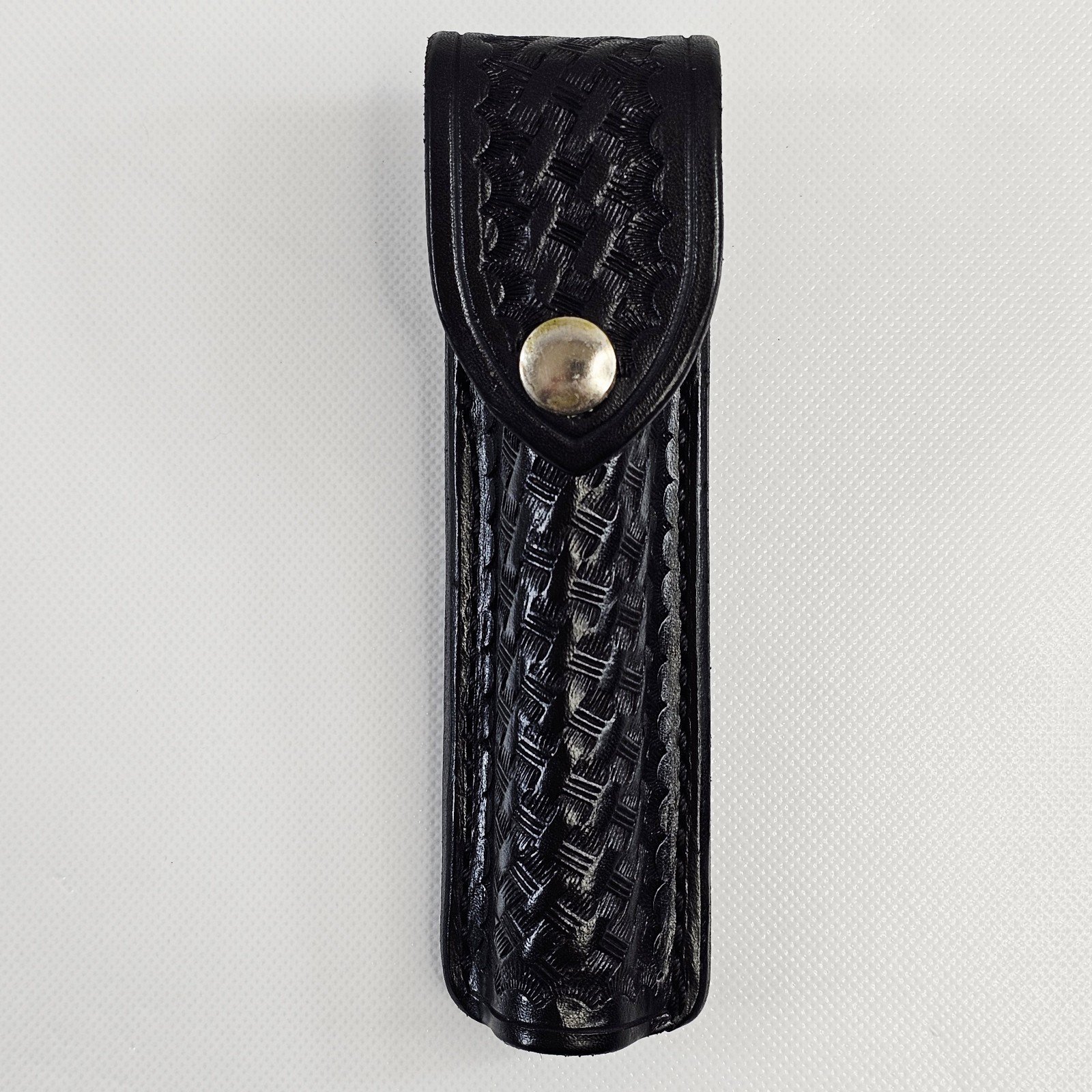 Viking Mexico 4-592 Black Leather Tooled Basket Weave Flashlight Holder Holster
