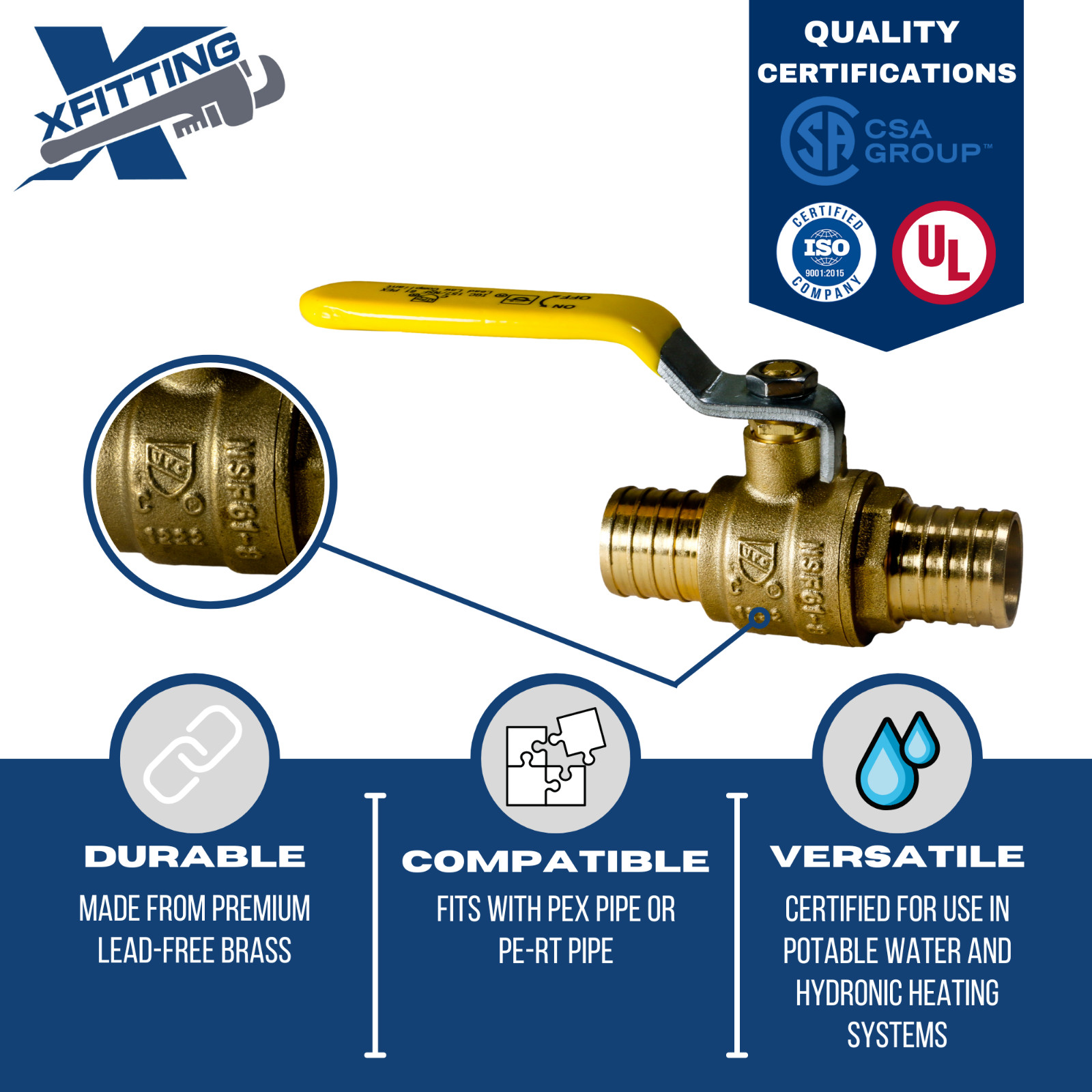 1 Piece 1 Inch Pex Ball Valve, 1″ Pex Ball Valve, Full Port