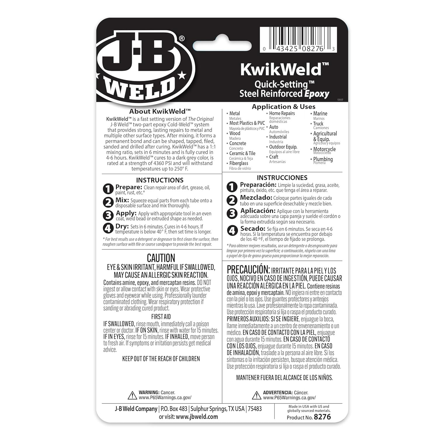 J-B Weld 8276 KwikWeld Quick Setting Steel Reinforced Epoxy – Dark Grey 2 oz