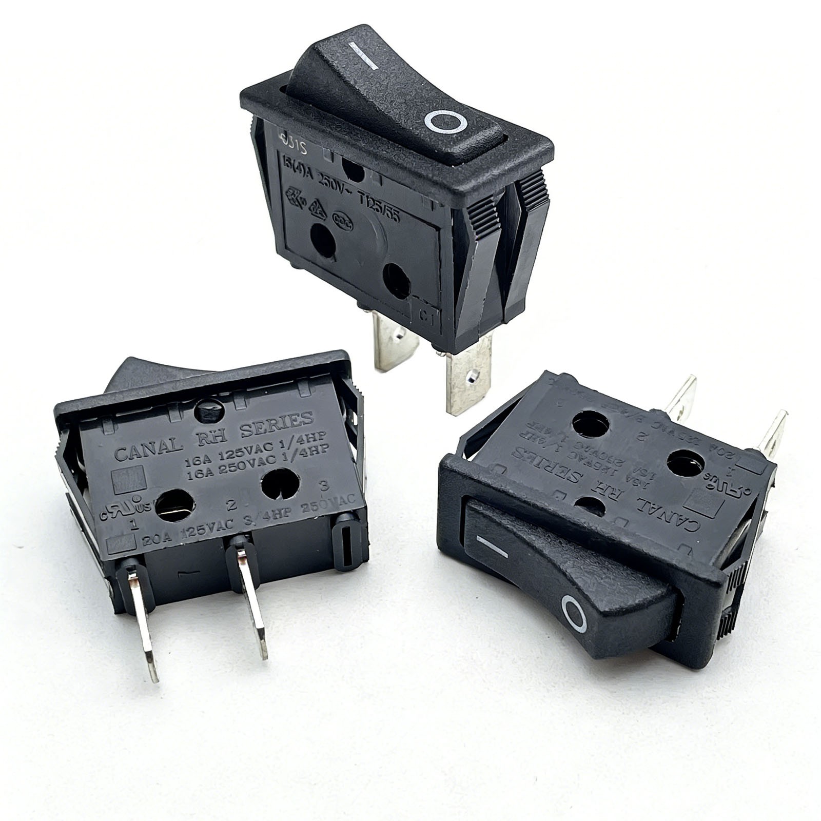 3 Pcs AC 16A/125V 16A/250V 2 Terminal 2 Position SPST Rocker Switch