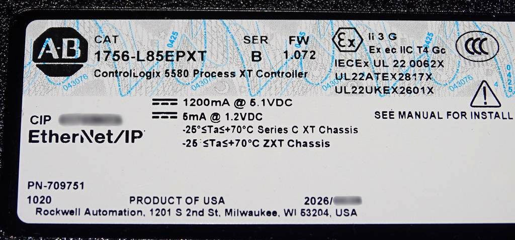 2025/2026 Allen Bradley 1756-L85EPXT /B Process XT ORIGINAL FIRMWARE