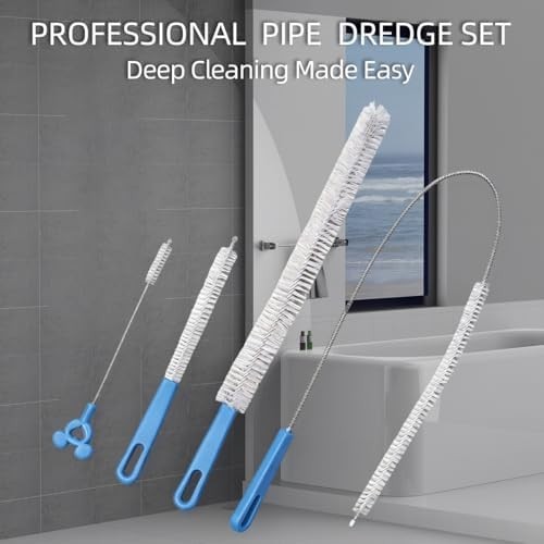 Flexible Drain Cleaning Brush Set, Long Pipe Cleaner for Kitchen Sink, Shower, T