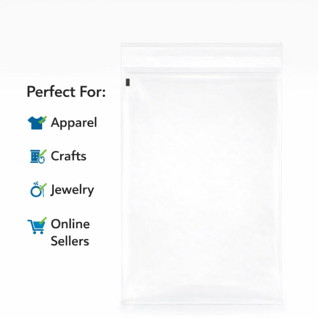 Clear Resealable OPP Cello Bags 1.5 Mil Poly w/ Suffocation Warning – Multi Size