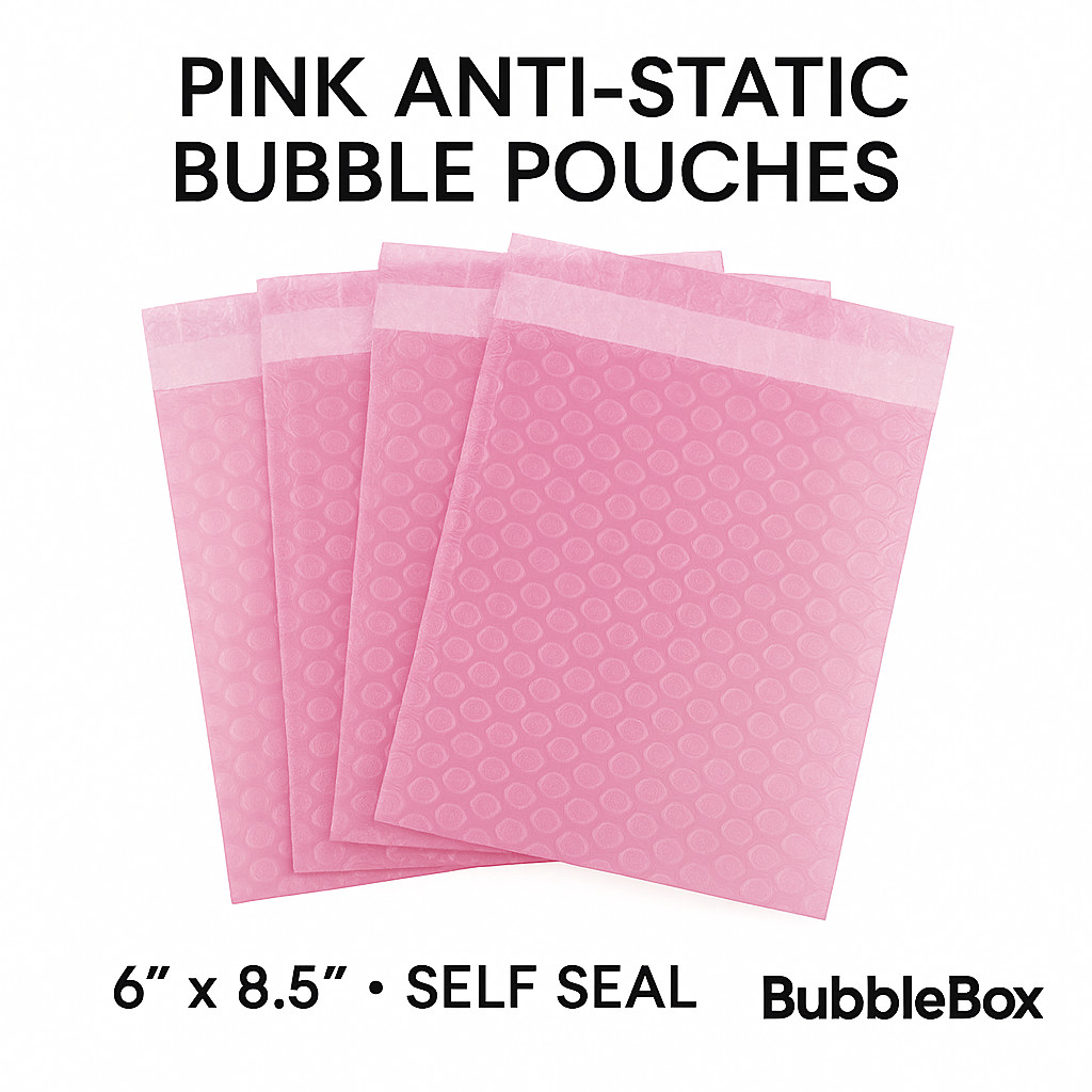 6×8.5 Anti-Static Bubble Out Pouches Bags Wrap Cushioning Self Seal, Pink