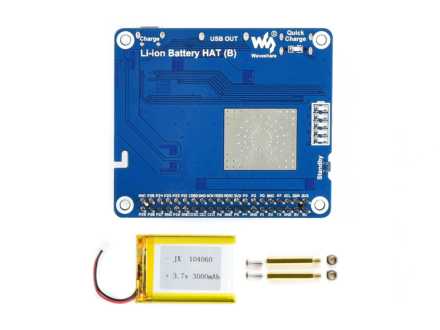 Waveshare Li-polymer Battery HAT for Raspberry Pi SW6106 Power Bank Solution 5V