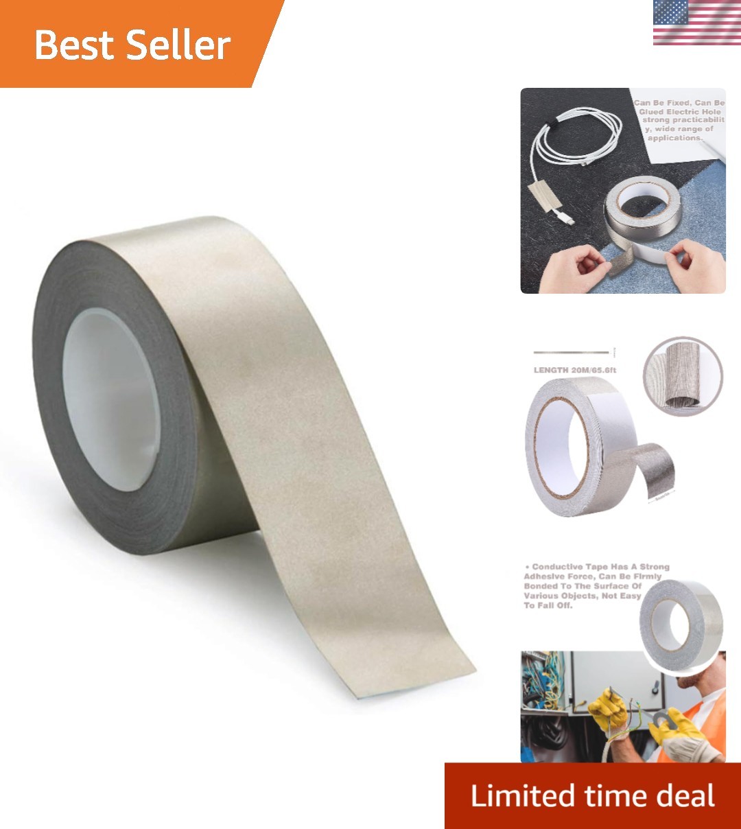 Conductive EMI Shielding Tape Faraday Fabric Rfid Blocker 2in x 65ft