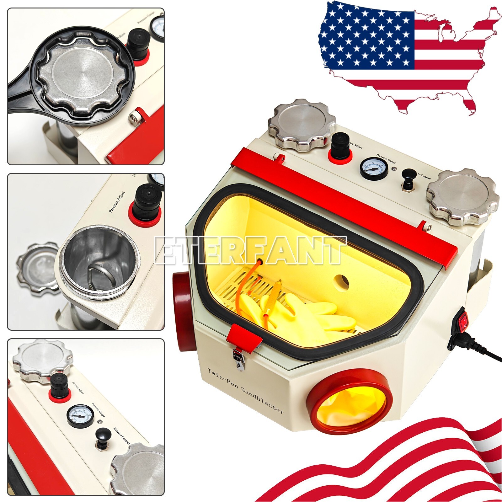 Dental Twin Pen Sandblaster Double Pen Sand Blaster for Lab 2 Aluminum Tank US