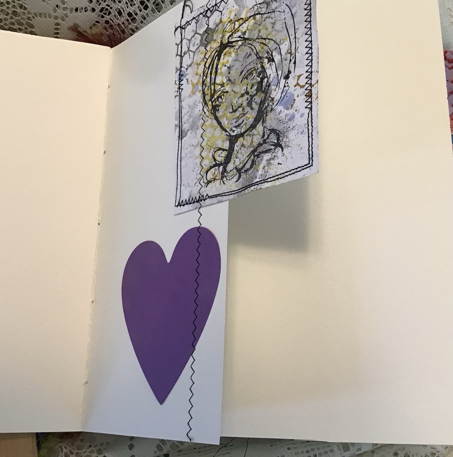 Handmade Art Journal Sketchbook Watercolor Paper Fabric Cover 8×9 OOAK