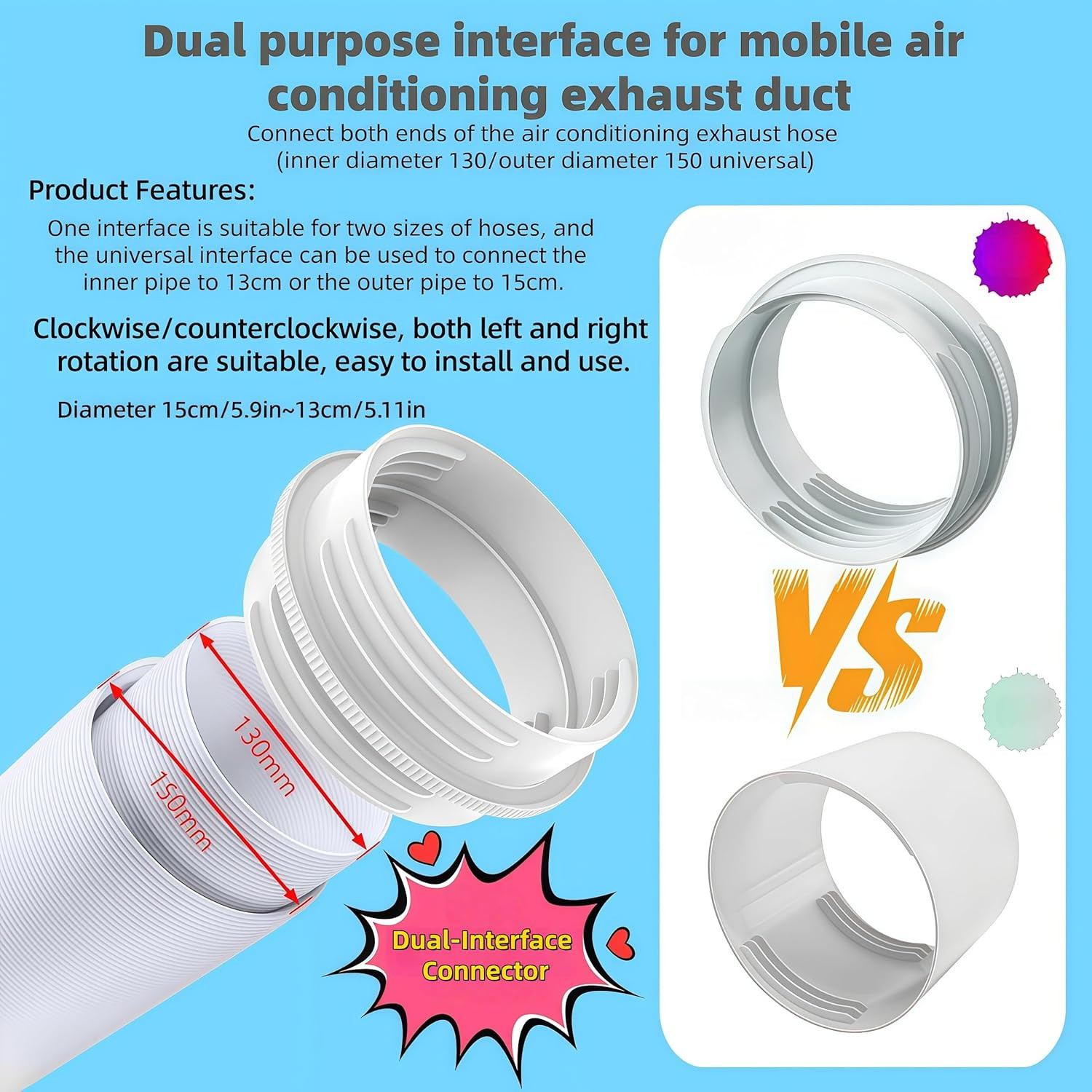 Portable Air Conditioner Hose Connector, Universal Exhaust Hose Coupler for 5…
