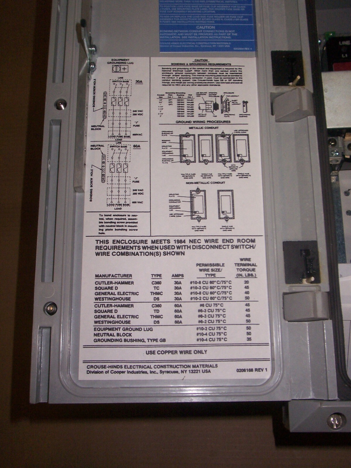NEW Crouse NST1018F G30320 30 Amp 240v Non-Fusible Switch Disconnect Nema 12