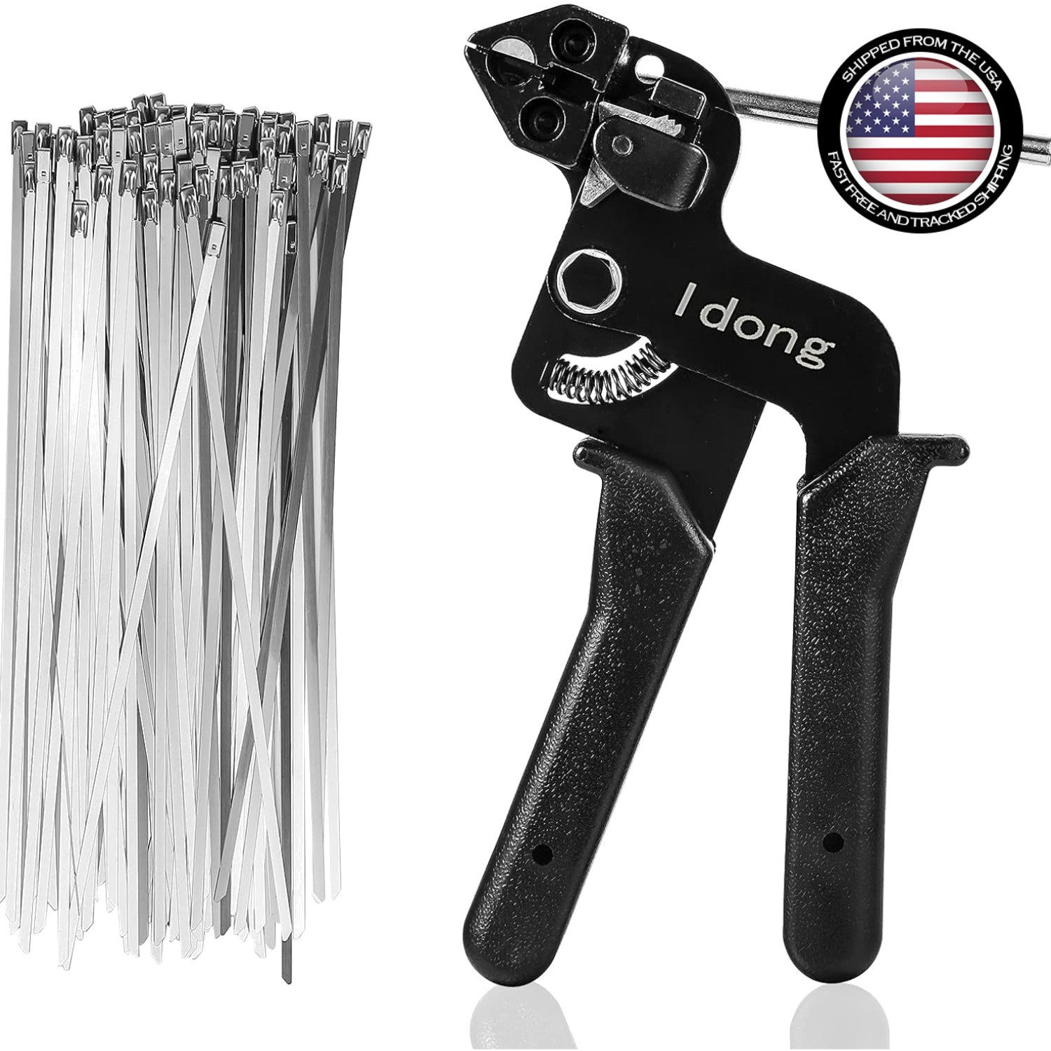 Cable Tie Tool Gun Stainless Steel Cable Tie Tool With 100pcs Metal Zip Ties