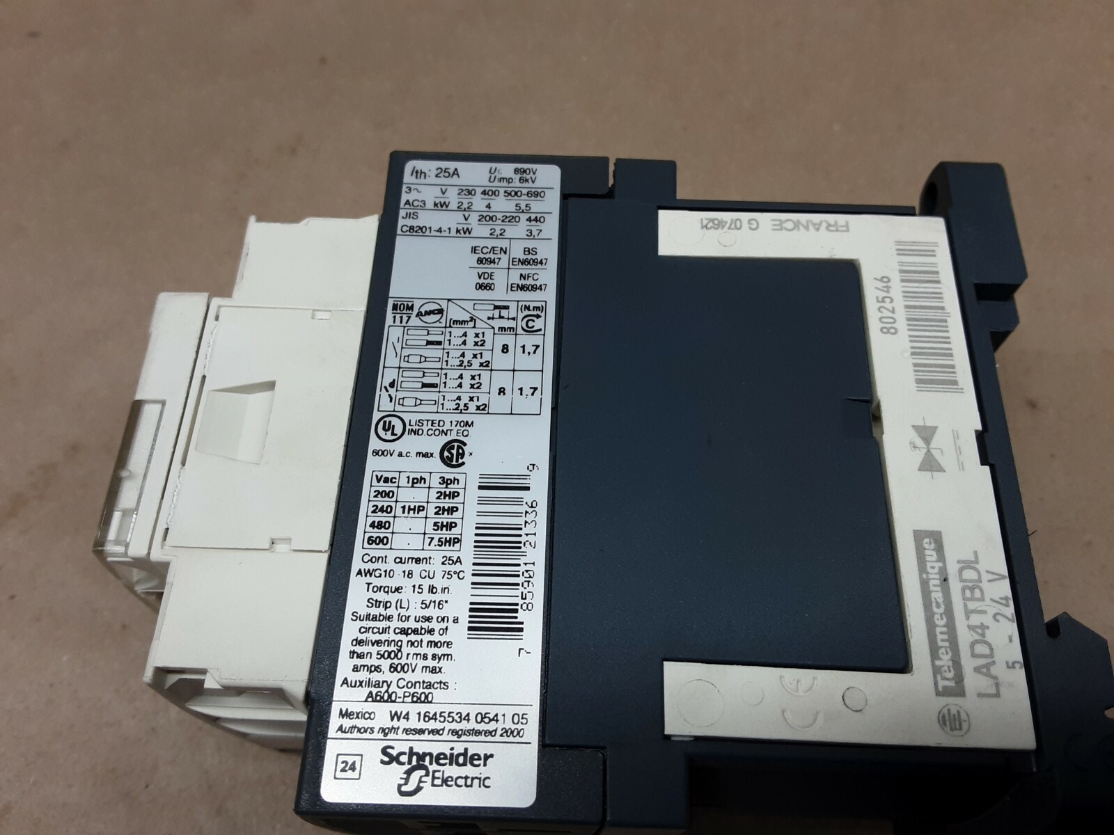 TELEMECANIQUE CONTACTOR LC1D09BD #1016F39*KR