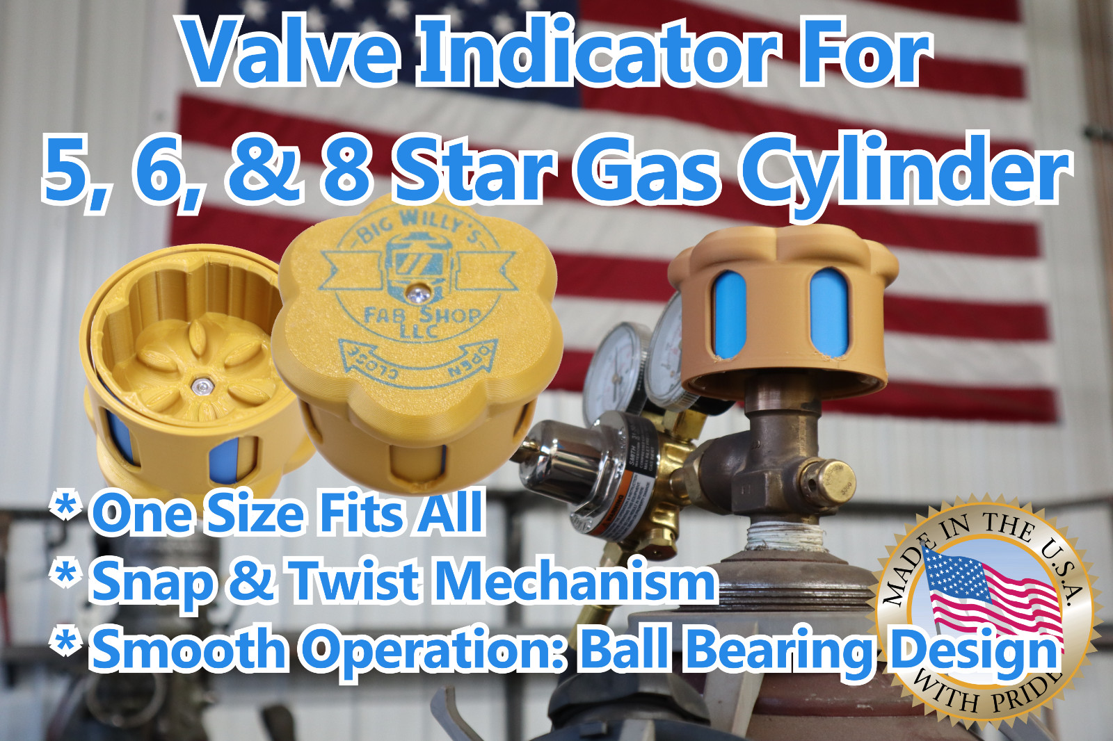 Open/Closed Indicator for Gas Valve Cylinder (One size fits all: 5, 6, 8 knobs)