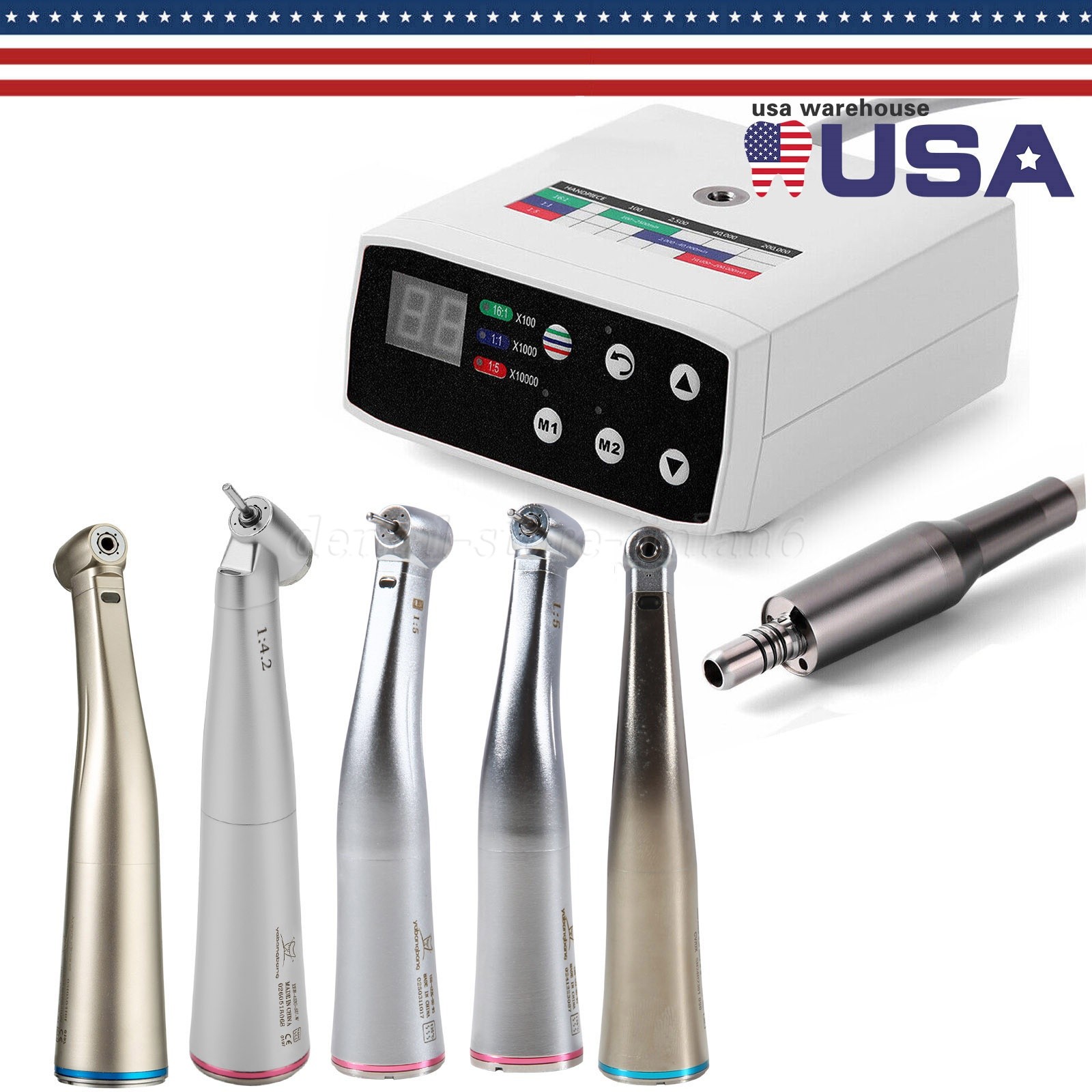 NSK Style Dental Brushless LED Electric Micro Motor 1:1/1:5 Increasing Handpiece