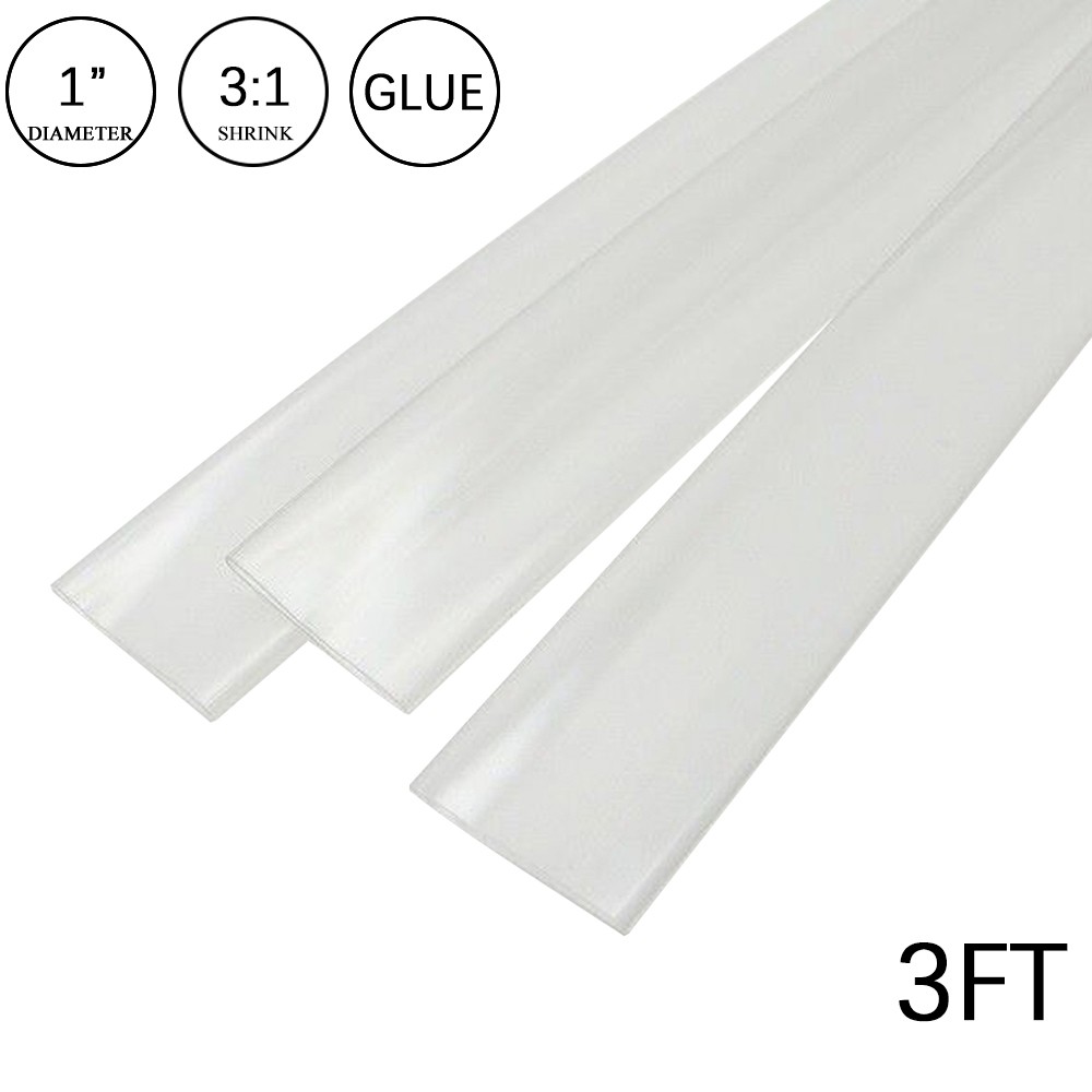 3:1 Heat Shrink Tube – 1″ Clear Dual Wall Marine Adhesive Glue Lined Waterproof