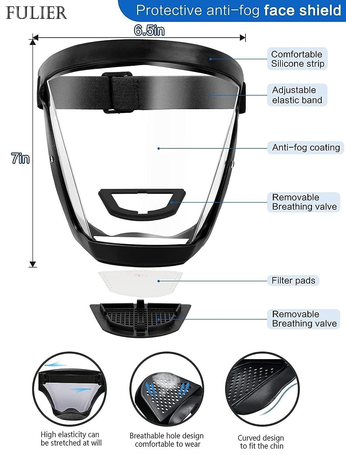 Full Face Super Protective Mask Anti-fog Shield Safety Transparent Head Cover