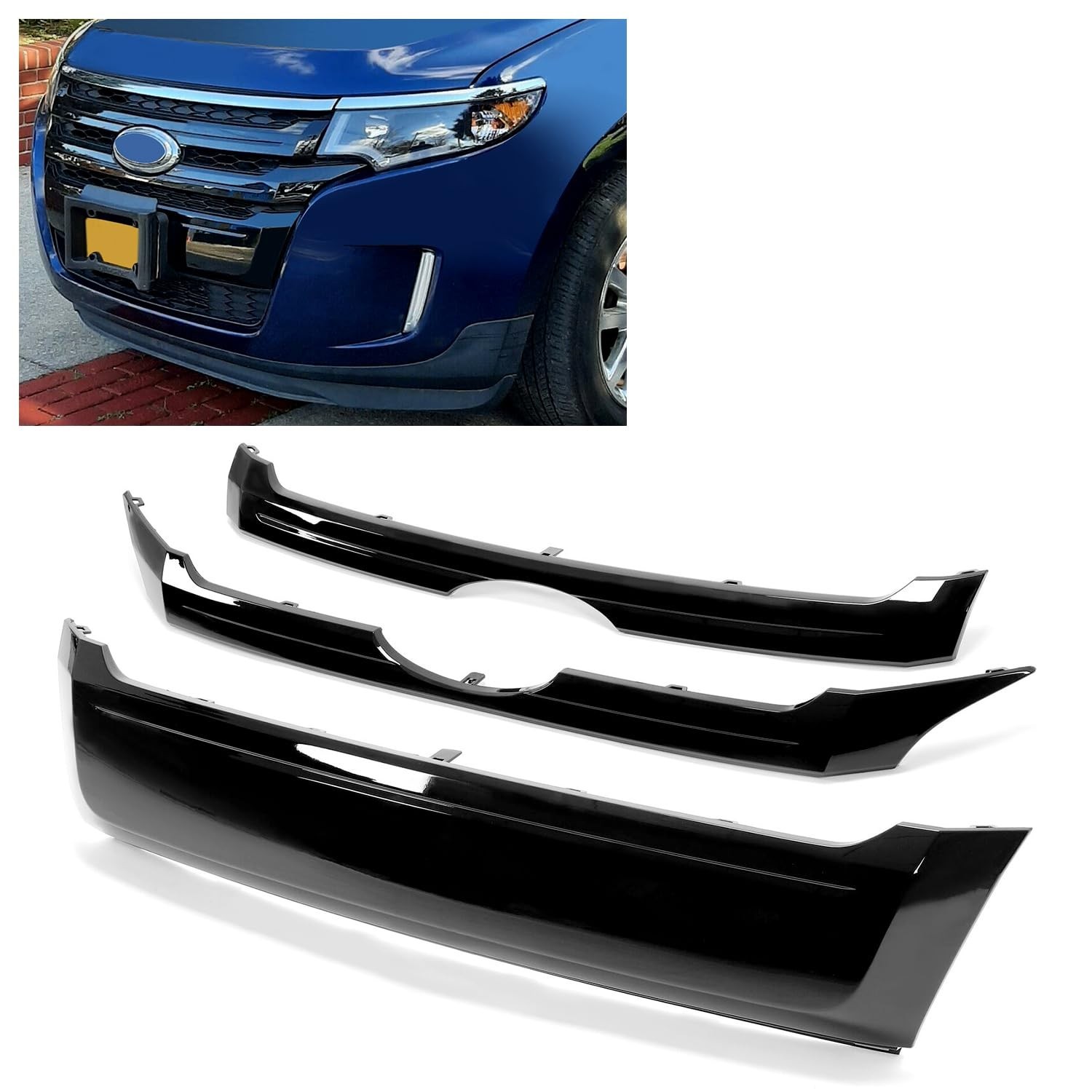 Kojem Front Black Grille Trim Cover Compatible with 2011-2014 Ford Edge Repla…