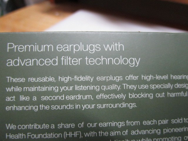 Hears Pine Green Premium earplugs Noise Reduction 17 decibels 25 dB NIB