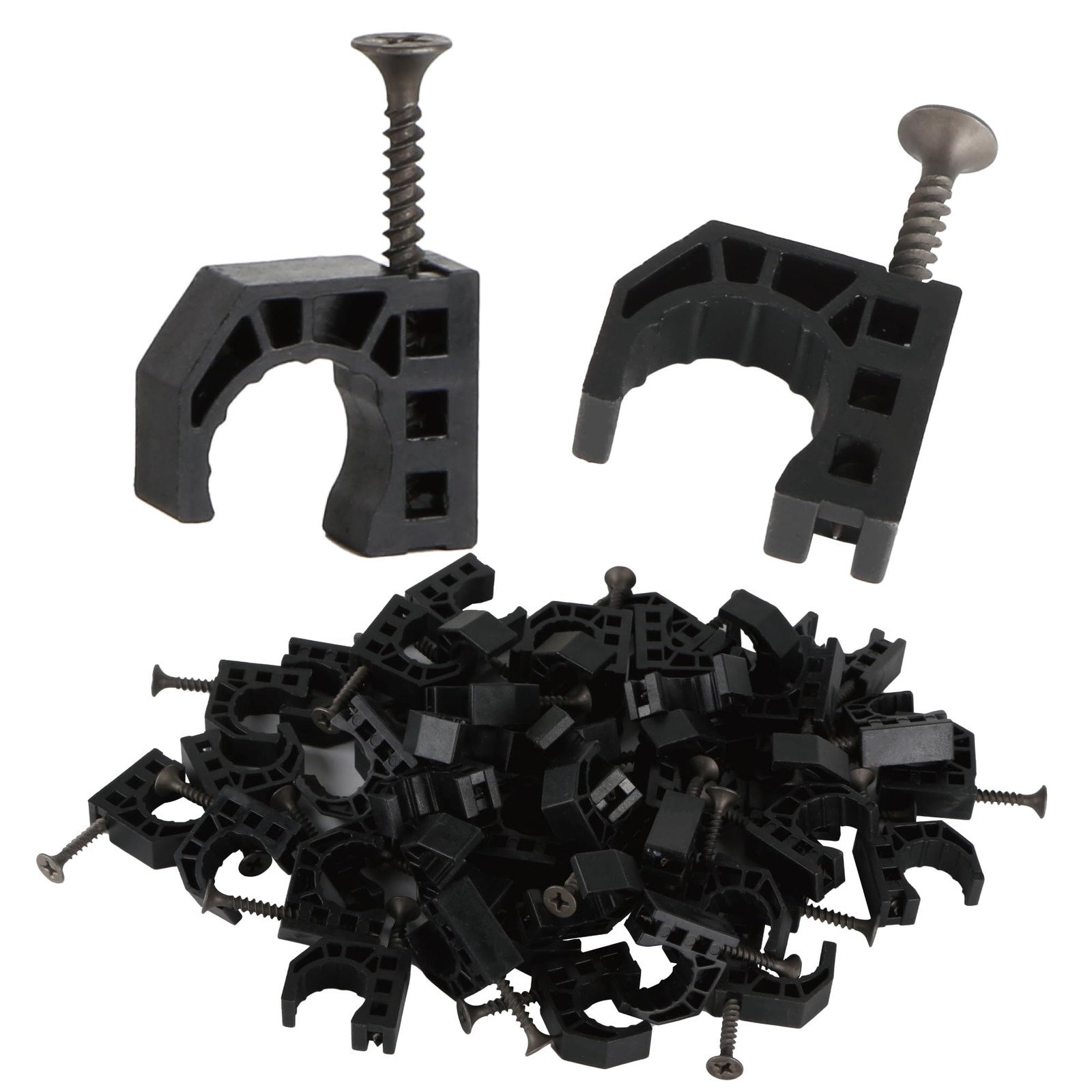 50 Pack 1/2″ Half Clamps JHook with Screws, PEX Clips JClamp for Tubing Pipe …
