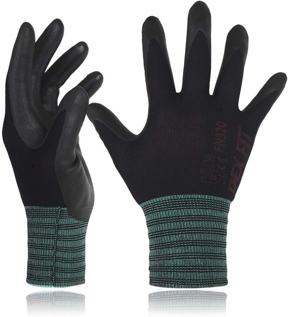 Nylon Work Gloves FN320, 3D Comfort Fit, Power Grip, Lightweight & Breathable…