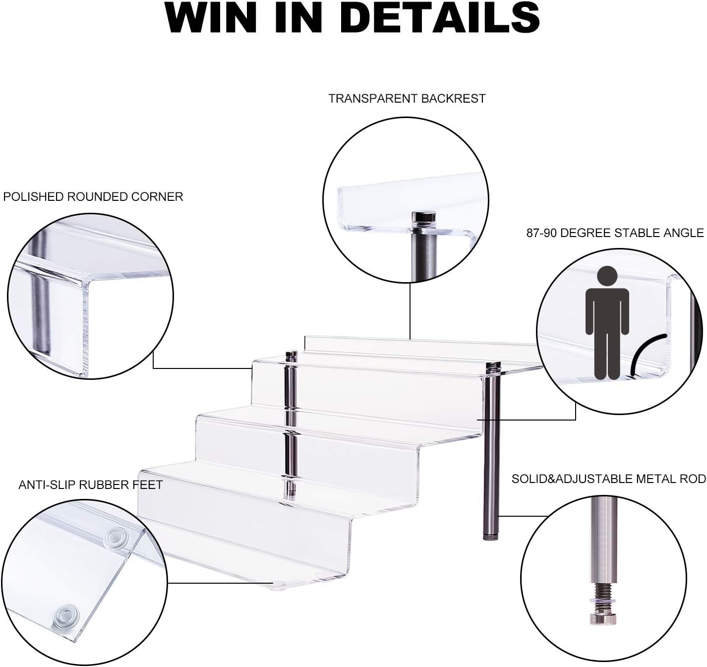 Clear Acrylic Riser Stand 4 Tier Pop Figure Display – 2 Pack