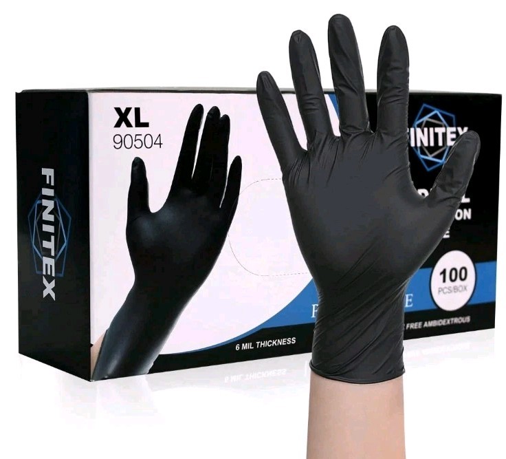 Finitex Black Nitrile Disposable Medical Exam Gloves – Box Of 100 Pcs 6mil Glove