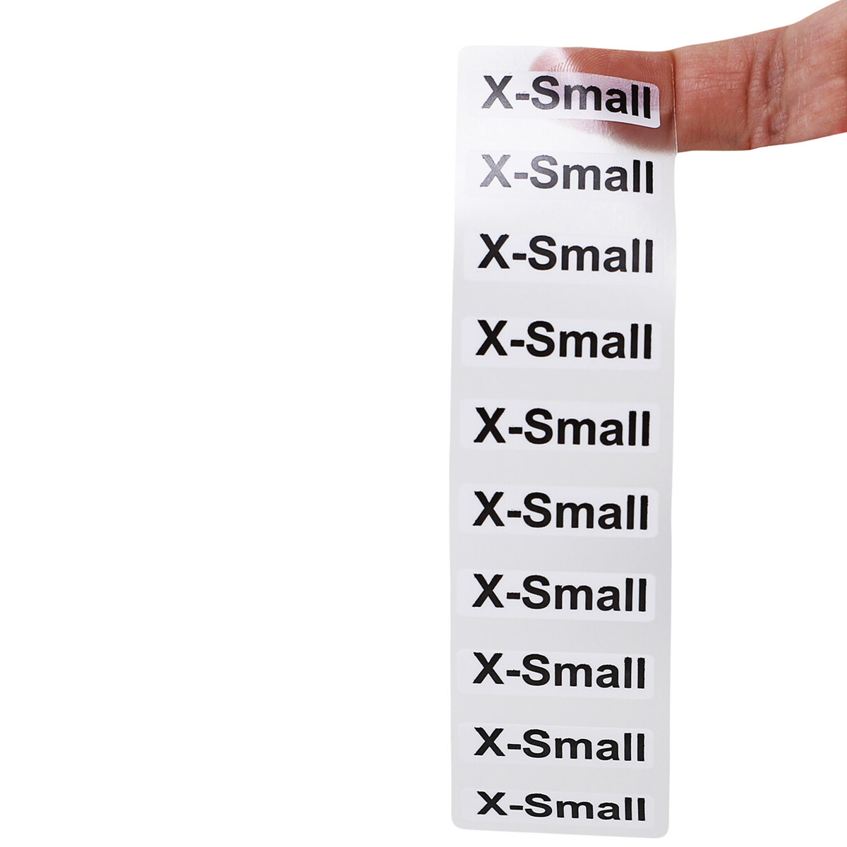 Clear Clothing Size Strip Labels | 1.25 x 5 Inches – 125 Pack | Pick One Size