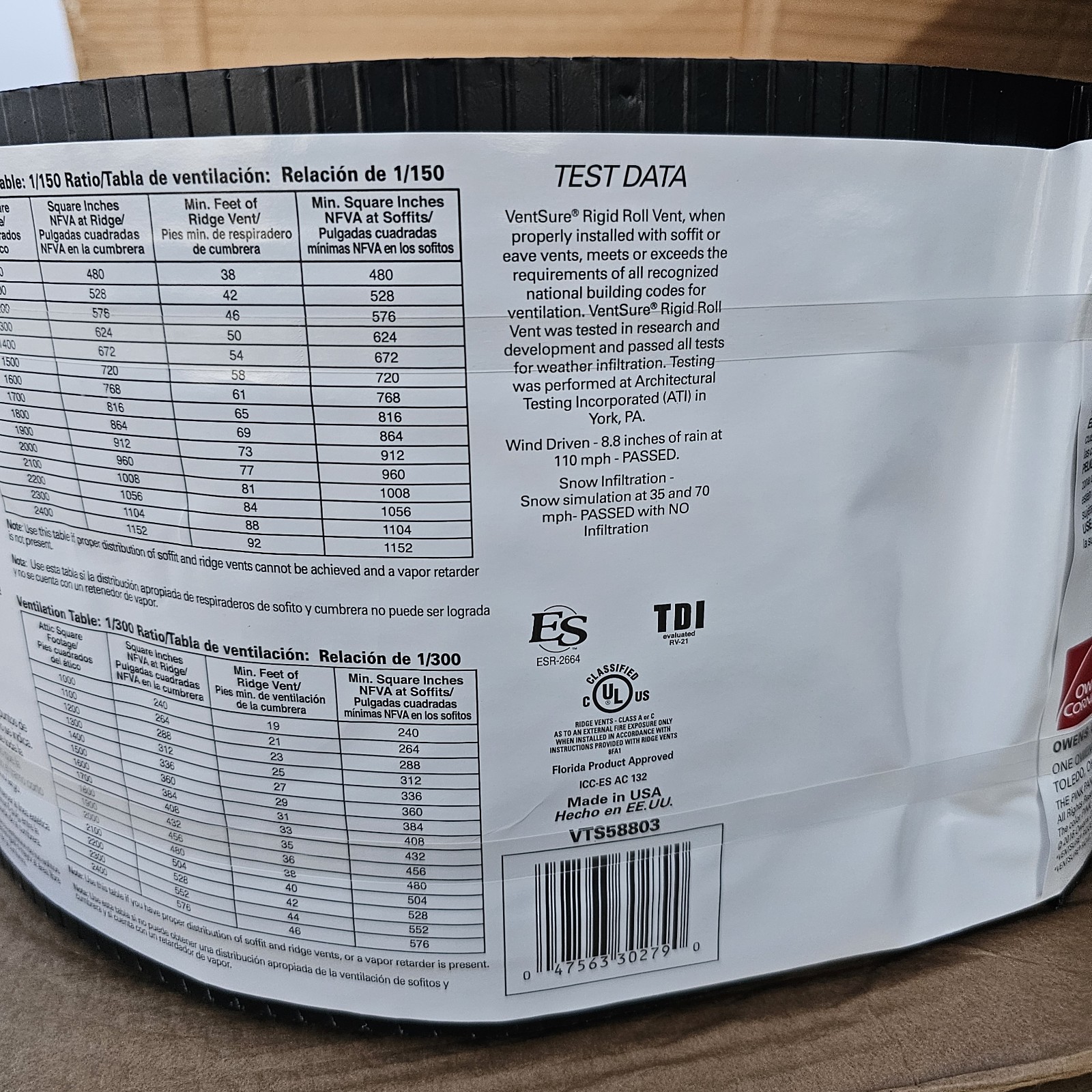Owens Corning VentSure 7 in. x 20 ft. Ridge Vent Rigid Roll w/Weather Protector