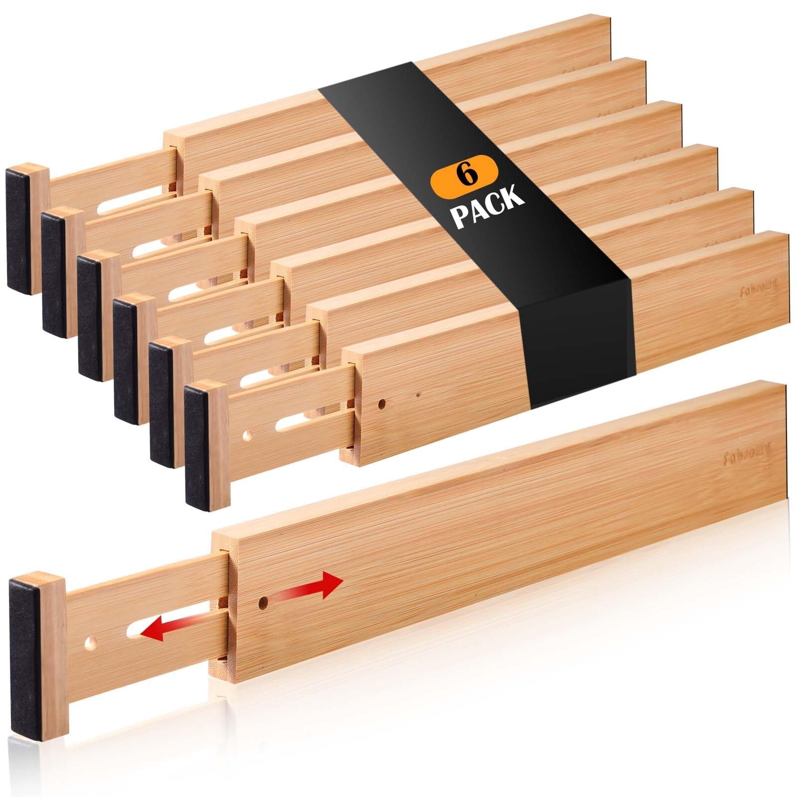 Fabsome Drawer Divider 6 Pack, Bamboo Kitchen Dividers Organizers A… Fast Ship
