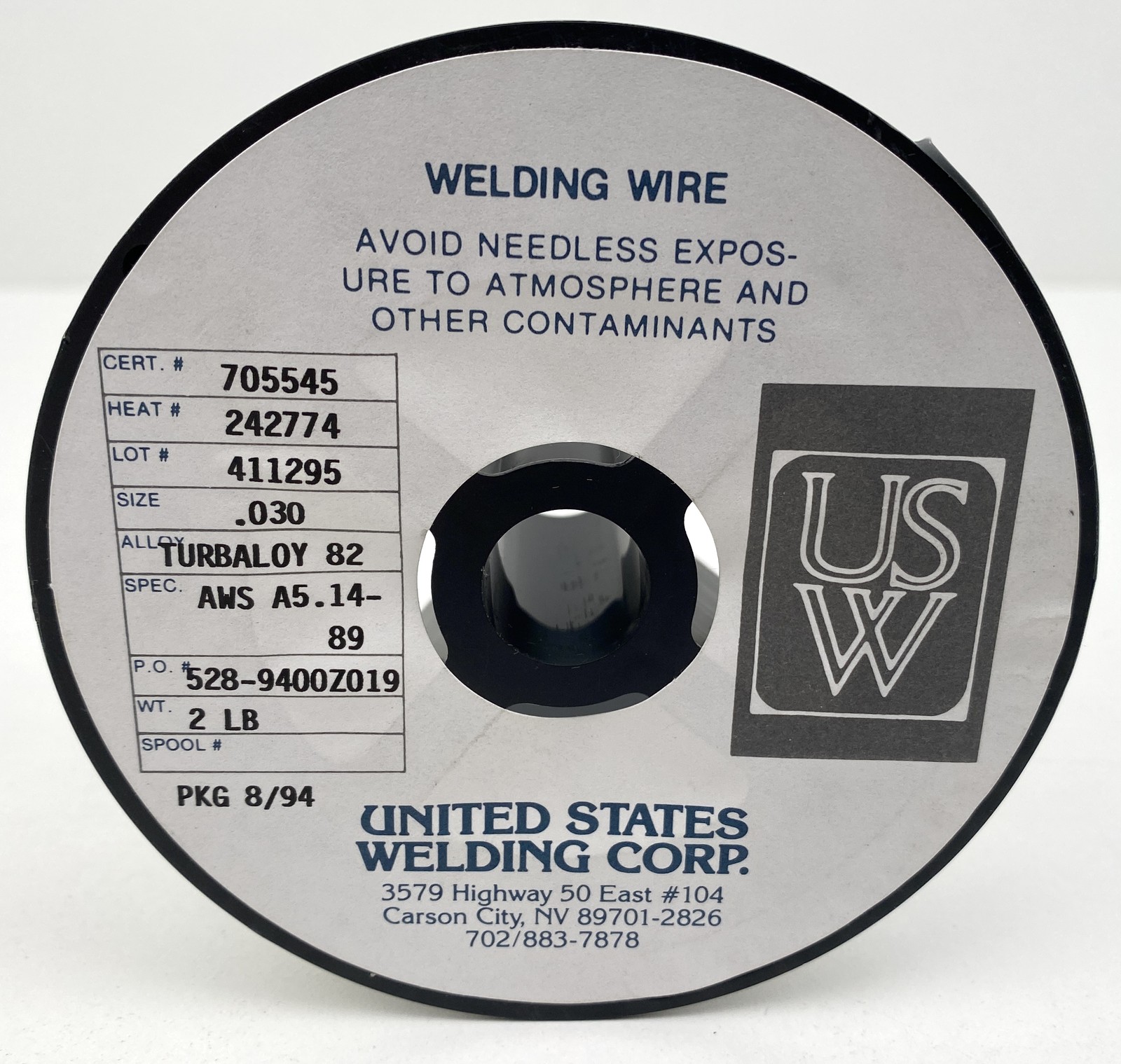 United States US Welding Corp Turbaloy 82 Nickel Alloy Welding Wire 0.030