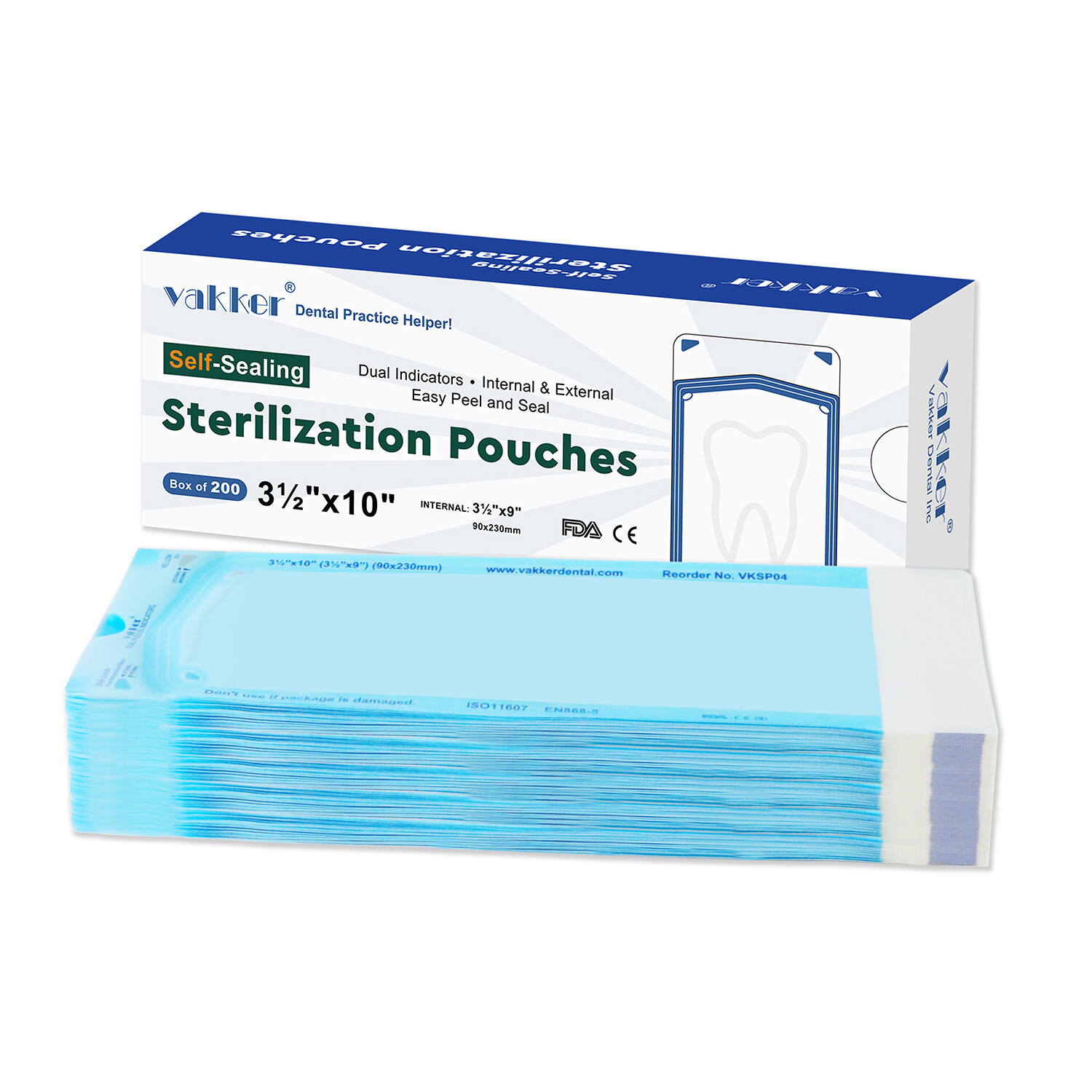 4000 3.5″ x 10″ Self Sealing Dental Sterilization Pouches Medical Autoclave Bags
