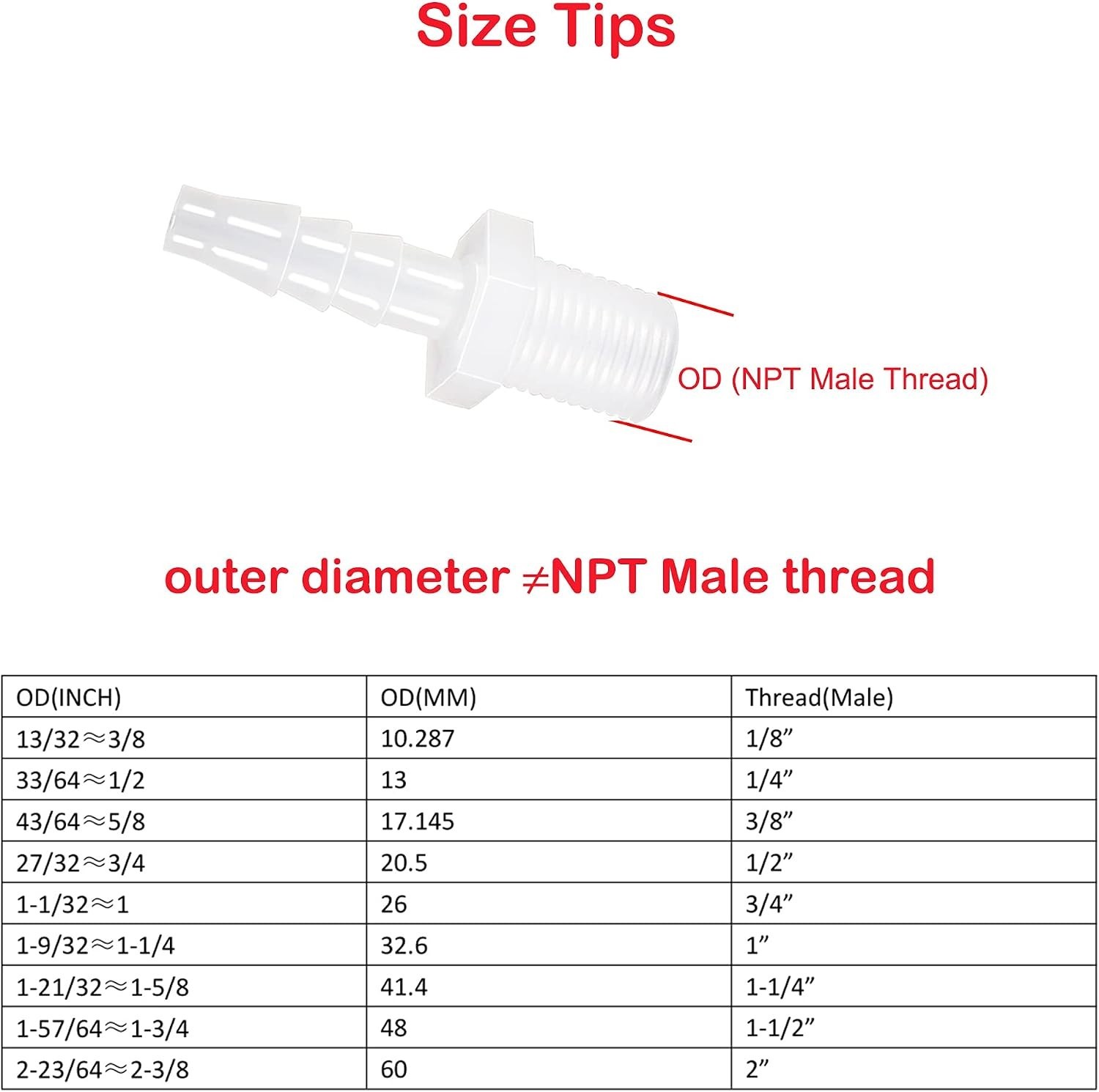 Plastic Hose Barb Fitting, 1/2″ Barb X 3/8 NPT Male Thread Adapter Connector …