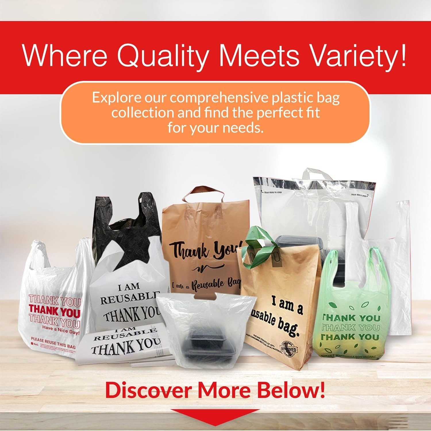 High Quality Thank You Plastic Bags – 350 Count for Grocery Stores & Retail Use