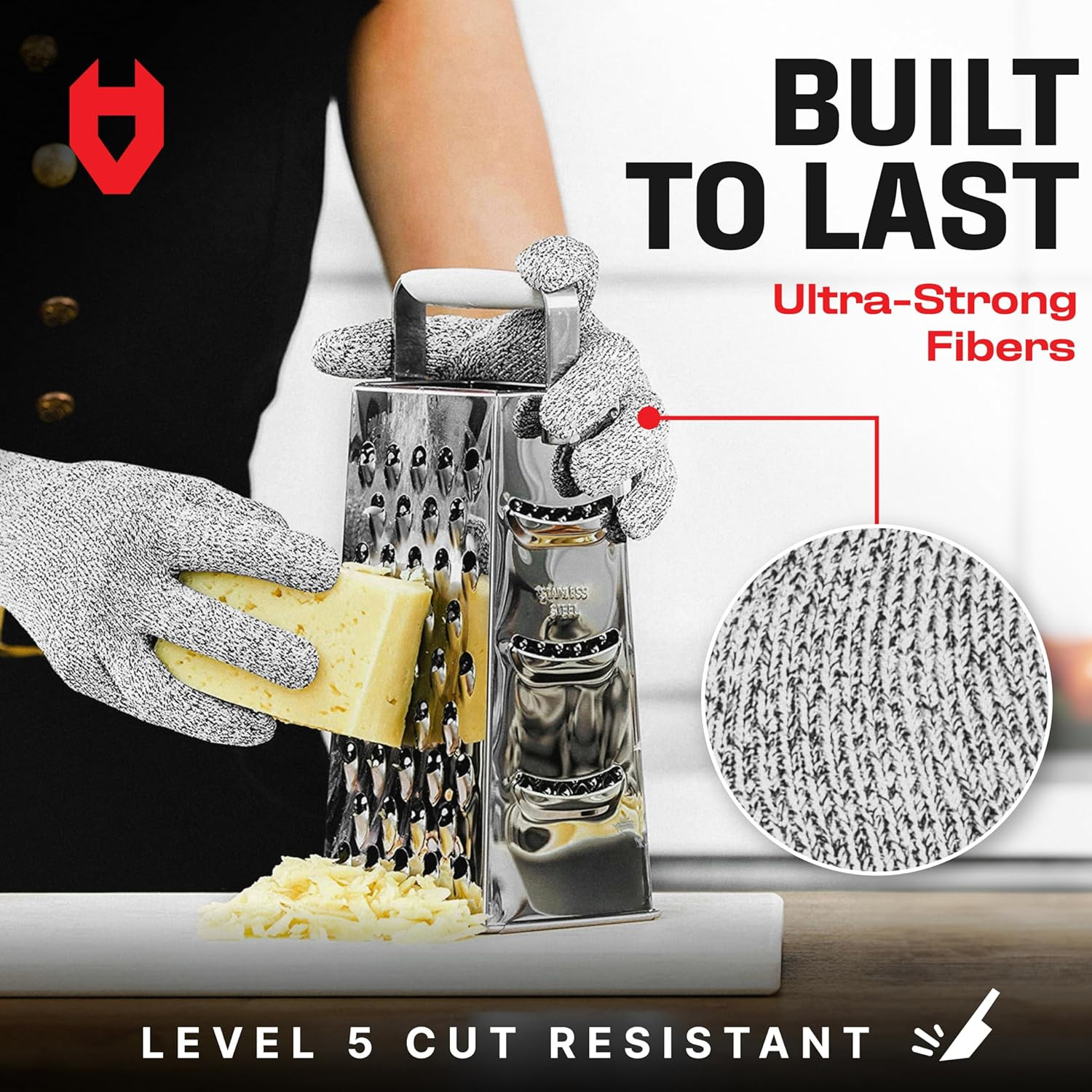 NoCry Premium Cut Resistant Gloves Food Grade — Level 5 Protection; Ambidextrous