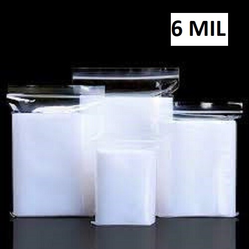 Clear Zipper Plastic Zip Lock Re-Sealable Top Reclosable Poly Bags 6Mil 6-MIL