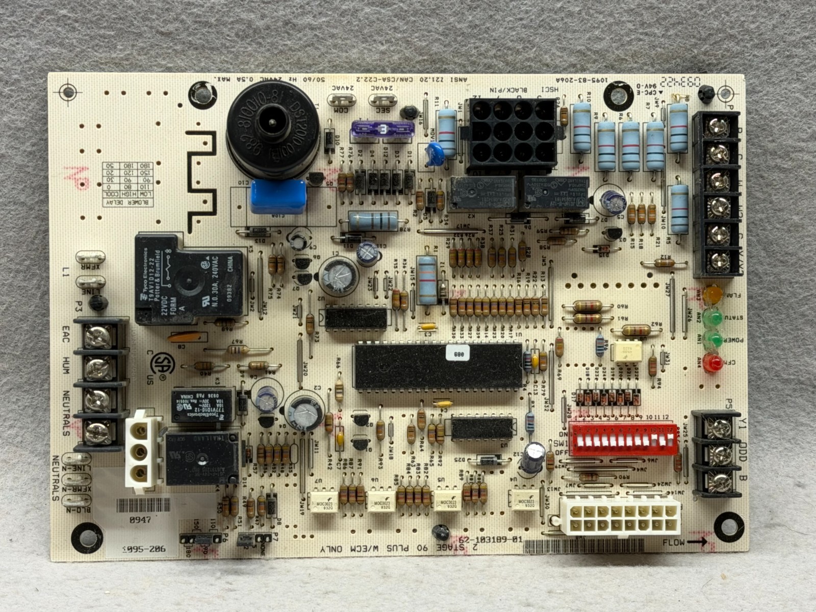 Protech Furnace 2 Stage Control Board, 62-103189-01 1095-83-206A, Used