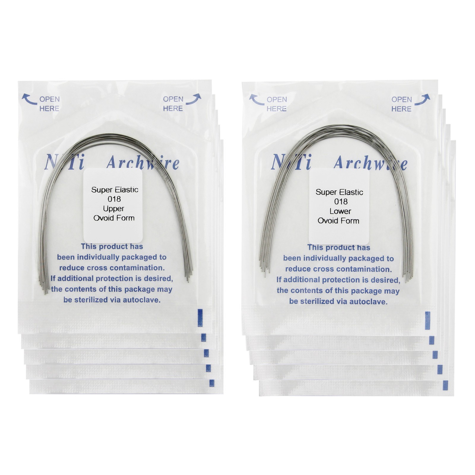 Dental Orthodontic Arch Wires Niti Stainless Steel Ovoid Natural Form 100pcs U/L