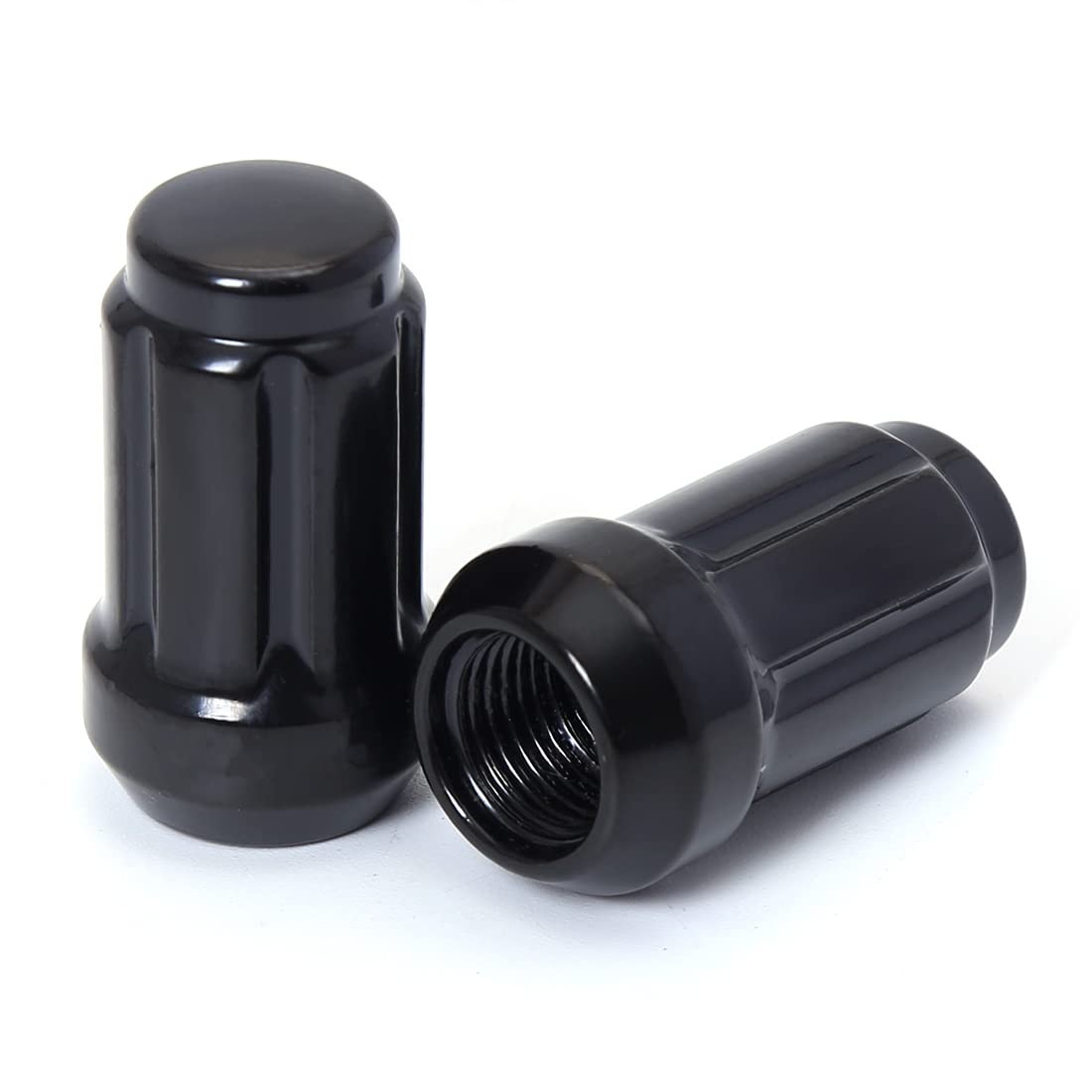 1/2-20 Acorn Lug Nuts Black Set 23 pc 6 Spline Closed End Fit Aftermarket Wheels