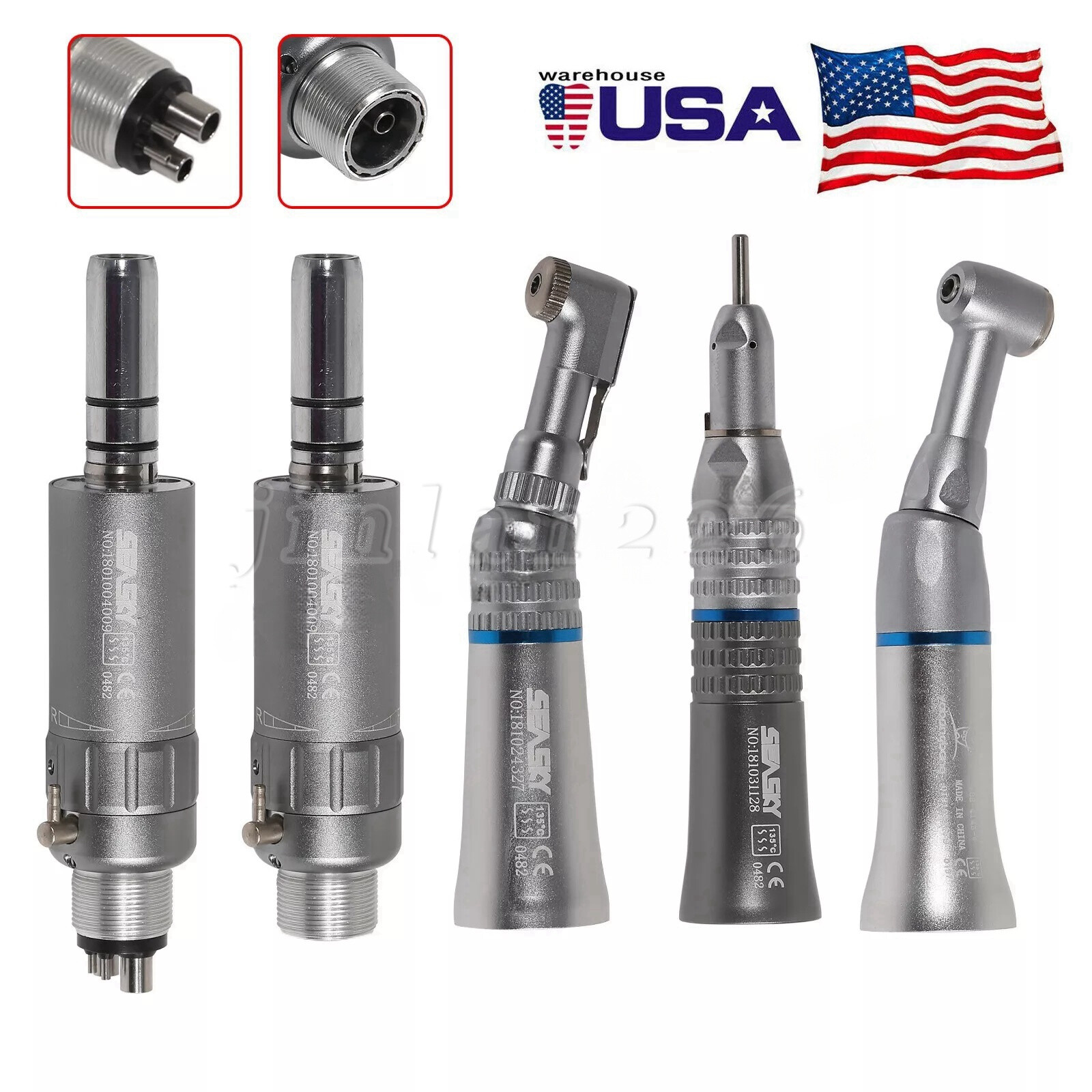 NSK Style Dental Latch/Push Slow Speed Handpiece Contra Angle Air Motor 2/4Holes